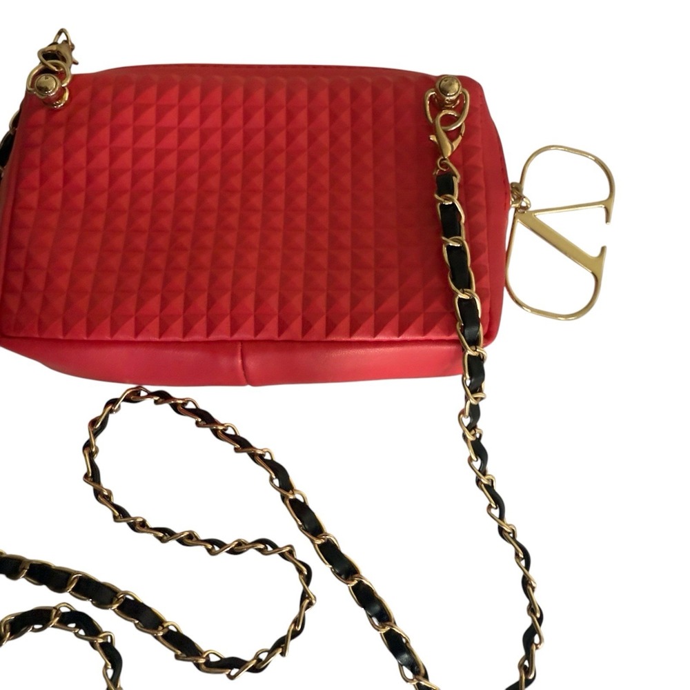 Valentino Rockstud Crossbody black & gold chain Purse Clutch Bag makeup pouch - Picture 5 of 5